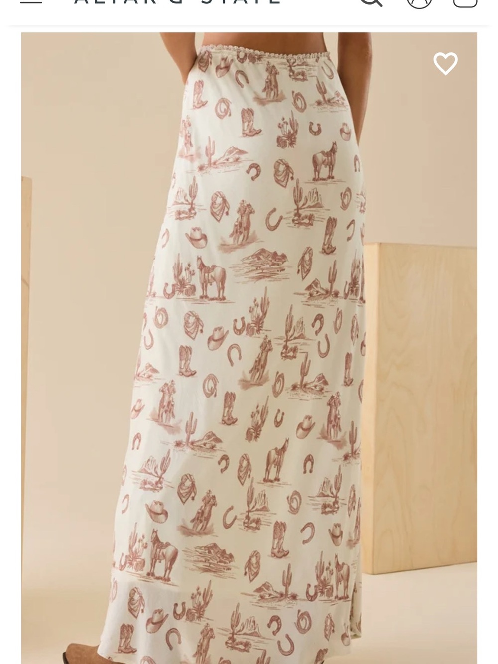 Workshop Republic Clothing Cream Maxi Skirt with Brown Western Print - Picture 8 of 13